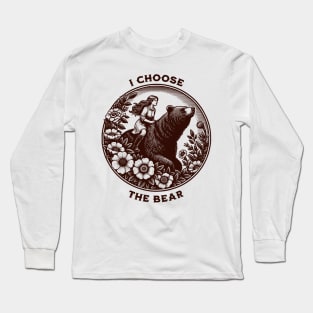 I Choose the Bear Feminist Bear vs Man Meme Team Bear Vintage Long Sleeve T-Shirt